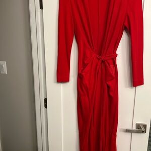 Donna Karen - vintage - Elegant Red Wrap Dress- 100% cashmere